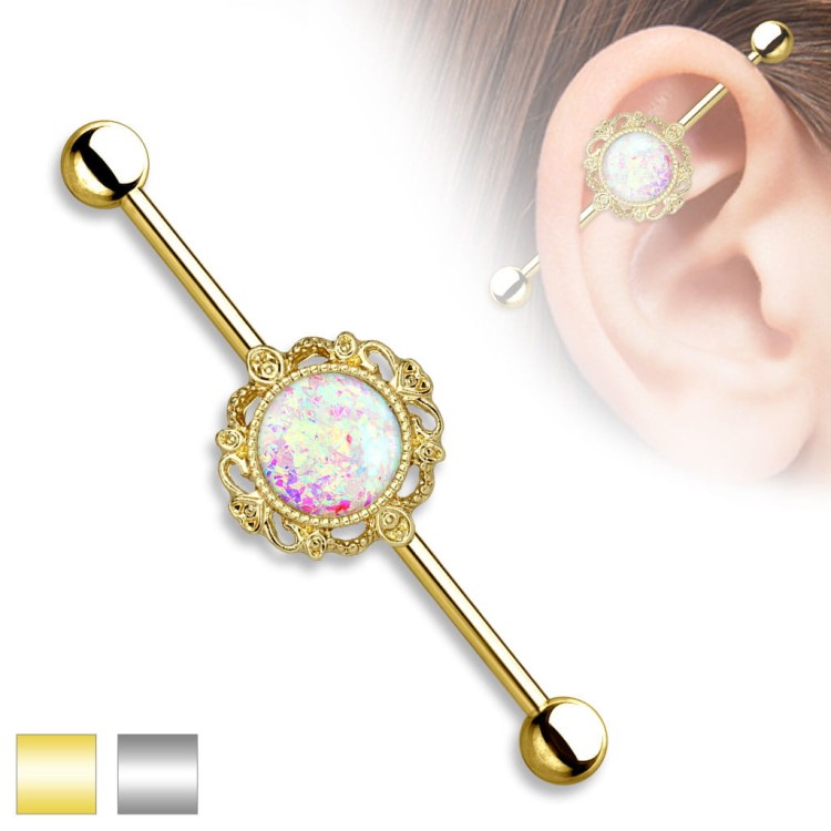 industrial kryształki opal helix stal chirurgiczna kolczyk do ucha piercing przebijanie studio olsztyn