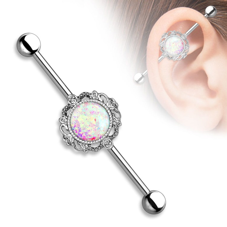 industrial opalizujący  srebrny helix stal chirurgiczna kolczyk do ucha piercing przekłuwanie olsztyn