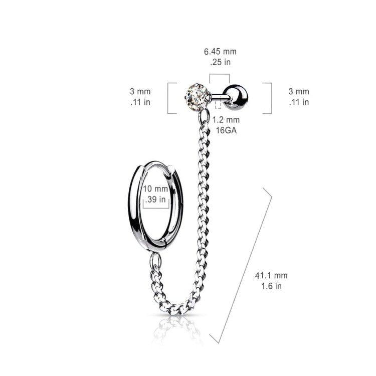 jak zmierzyć Kółko Kolczyk w uchu u na łańcuszku HELIX sklep z biżuterią Olsztyn