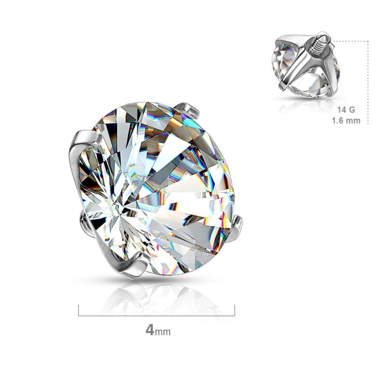 4mm jak zmierzyć Nakrętka kryształki na Dermal Anchor implant microdermal