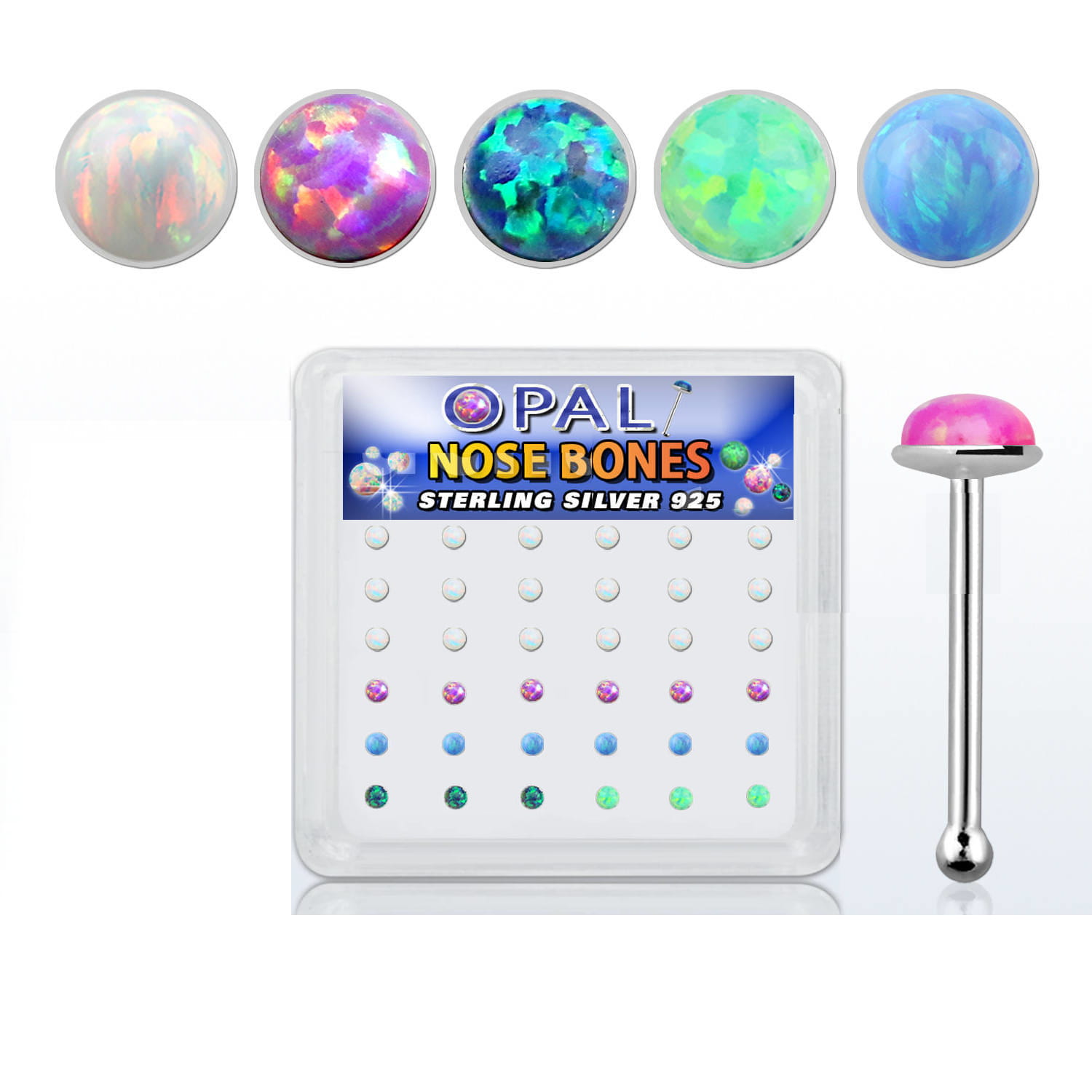 Kolczyki do nosa srebrne 925 Opal diament