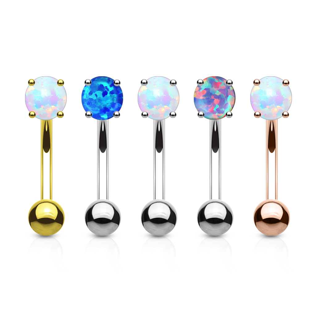 Kolczyk do brwi daith banan stal chirurgiczna 316L opal