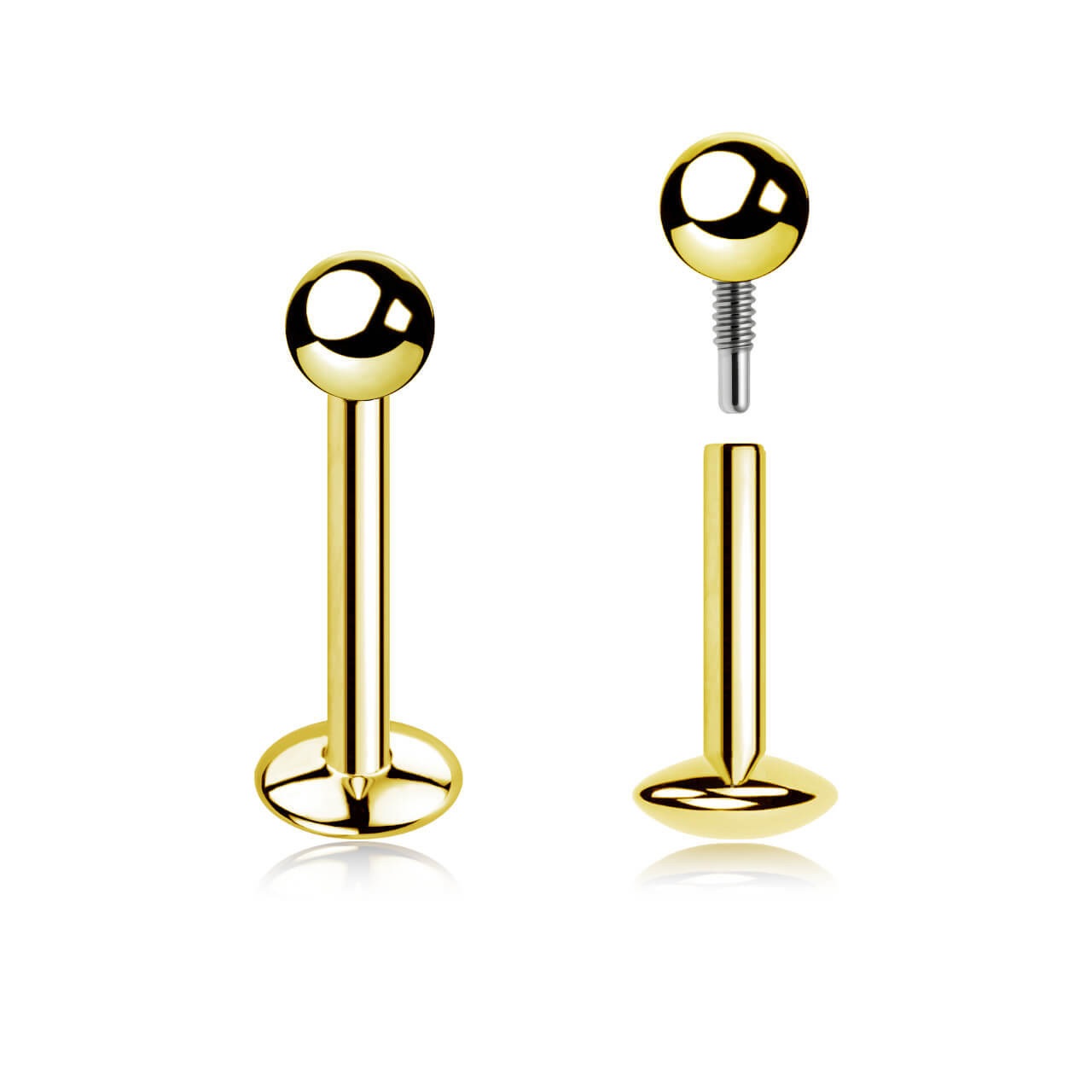 Złoty labret tytanowy G23 helix tragus piercing – luksus i komfort