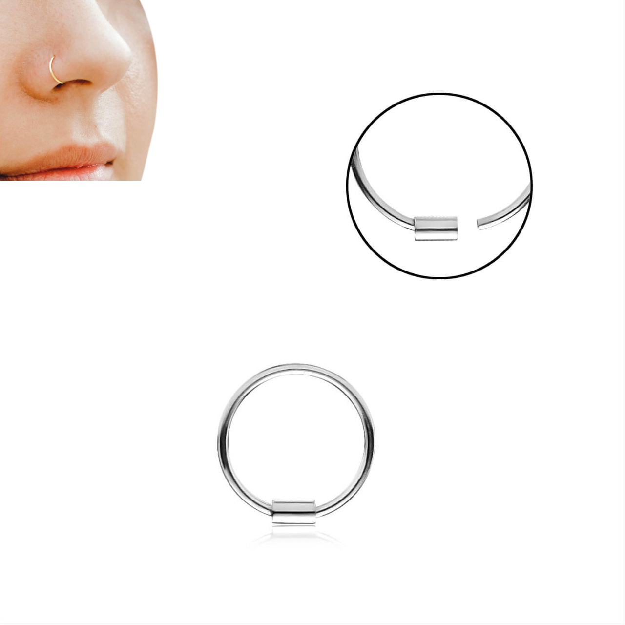 wholesale-silver-endless-nose-hoops-with-short-connection-tube-piercing