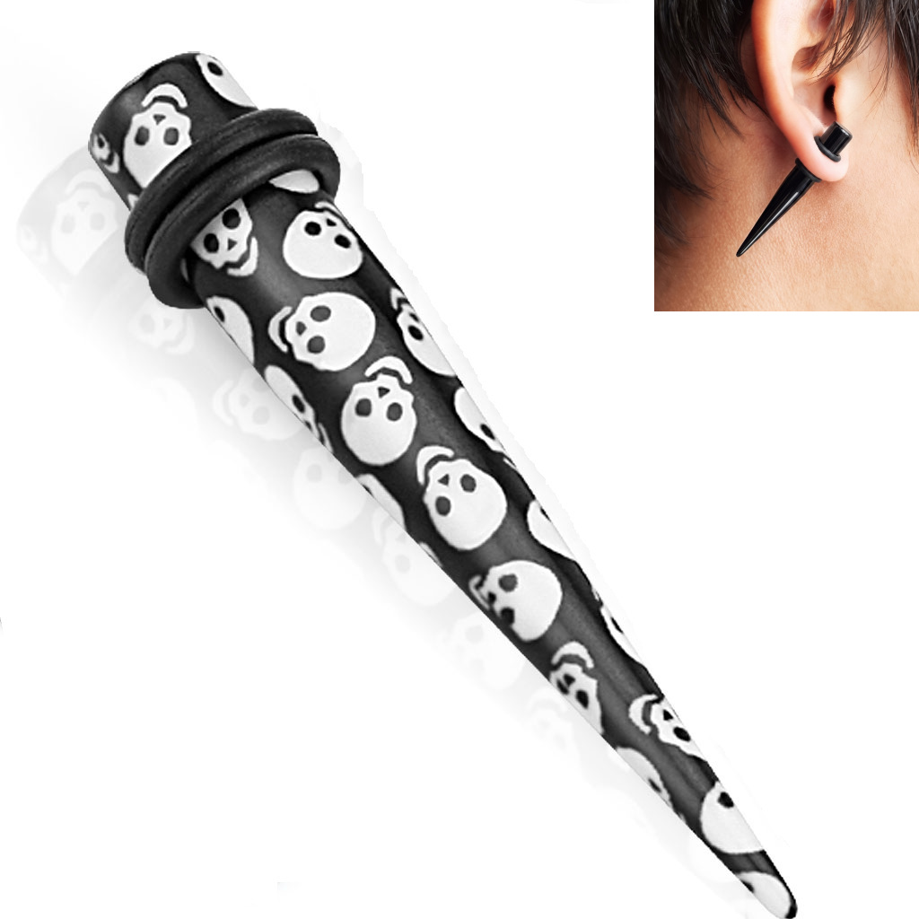 Rozpychacz do ucha 8mm Czaszka prosty taper piercing
