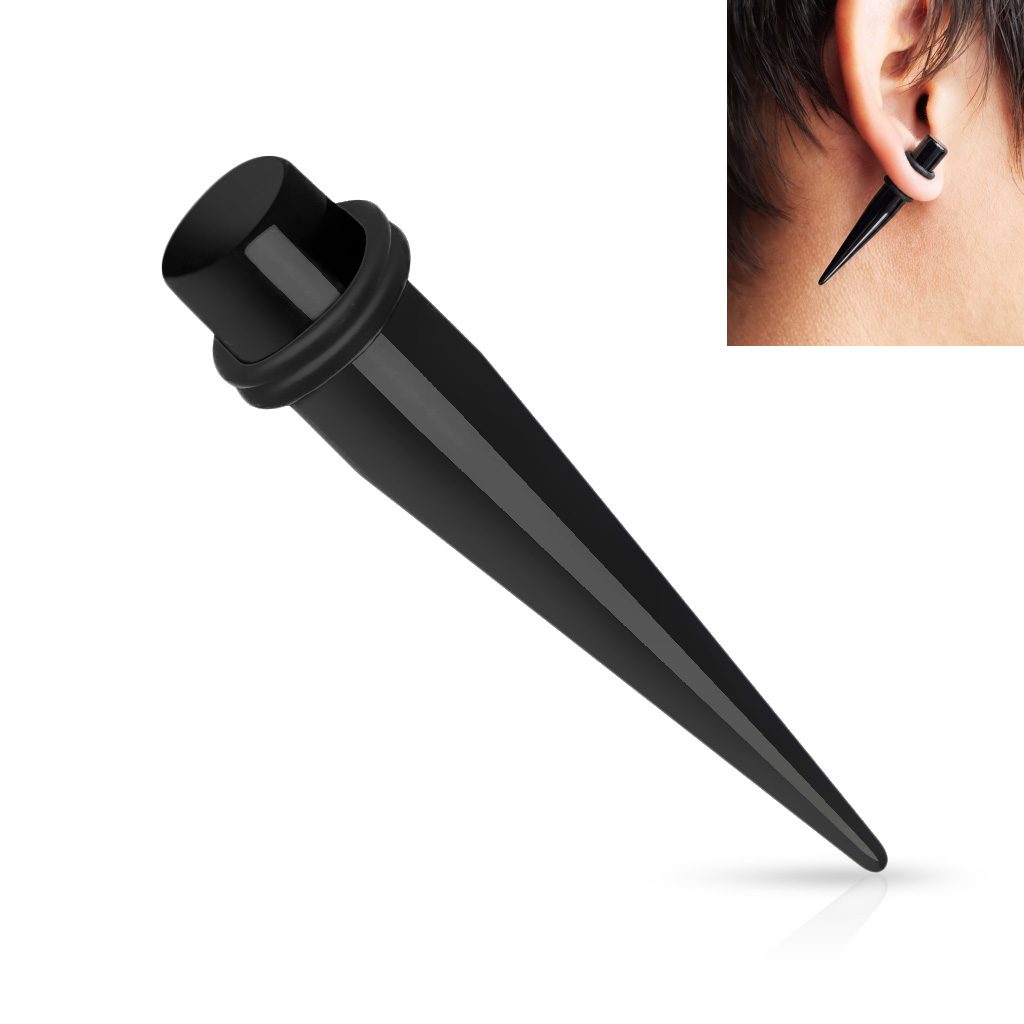 duzy-gruby-16mm-prosty-taper-Czarny-rozciaganie-uszu-Rozpychacz-do-ucha